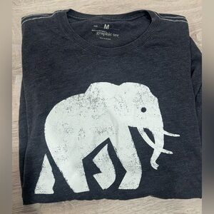 Banana Republic Black Short Sleeve Tee with White Elephant Graphic